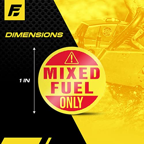 Image of Mixed Fuel Only Sticker, 2 Cycle Labels for Outdoor Fuel Power Equipment - Weather Proof, Extreme Stick, Commercial Grade Labels by Fuel Stickers - USA Made (1 inch Round), 20 Labels