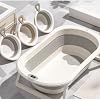 Foldable Baby Bathtub with Bathtub and Bathtub Stand, Suitable for Newborns and Toddlers with Bathtub Thermometer, Lightweight, Space Saving Design, Easy Storage, Suitable for Home Use Grey