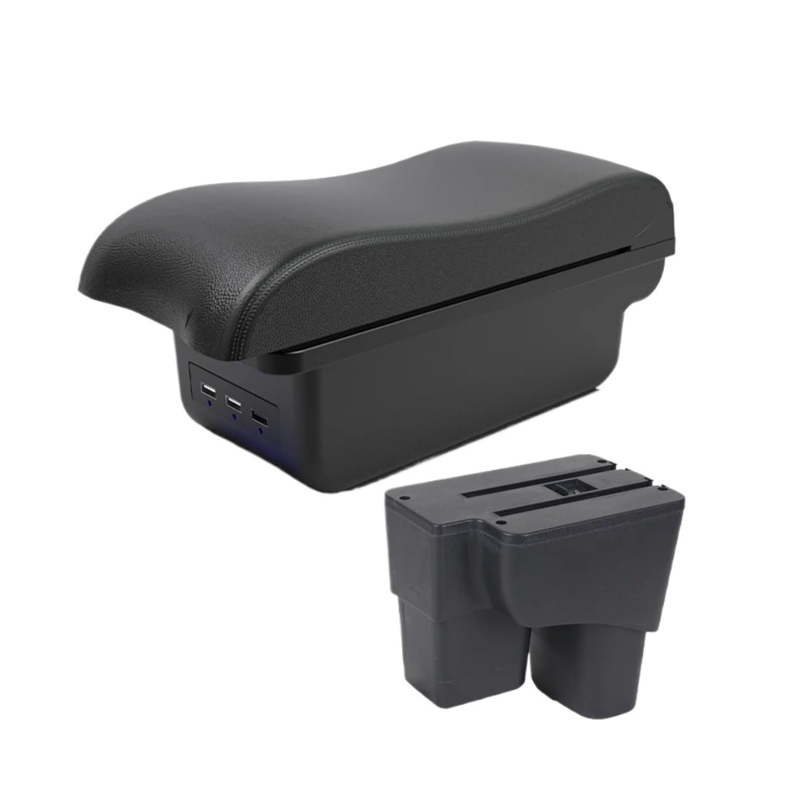 Ggwqoops Car Armrests For Kia For Pegas Armrest Box Car Central Storage Interior Retrofit Parts With USB Accessories Armrest Box(B2 Black line 3 USB)