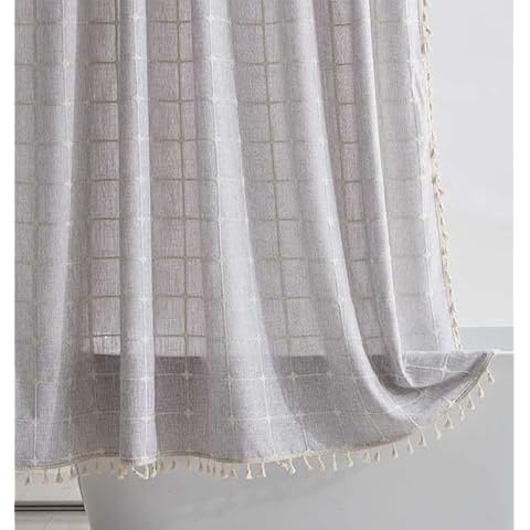 SHENGJUN 183x183 cm Boho-Bauernhaus-Duschvorhang, grau knitterfrei und ultradick Cover