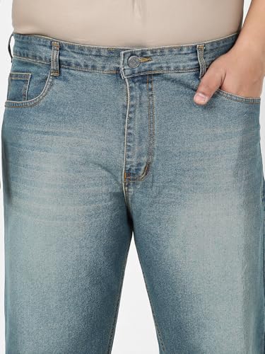 Image of Urbano Plus Men's Straight Fit Mid Rise Washed Jeans Stretchable