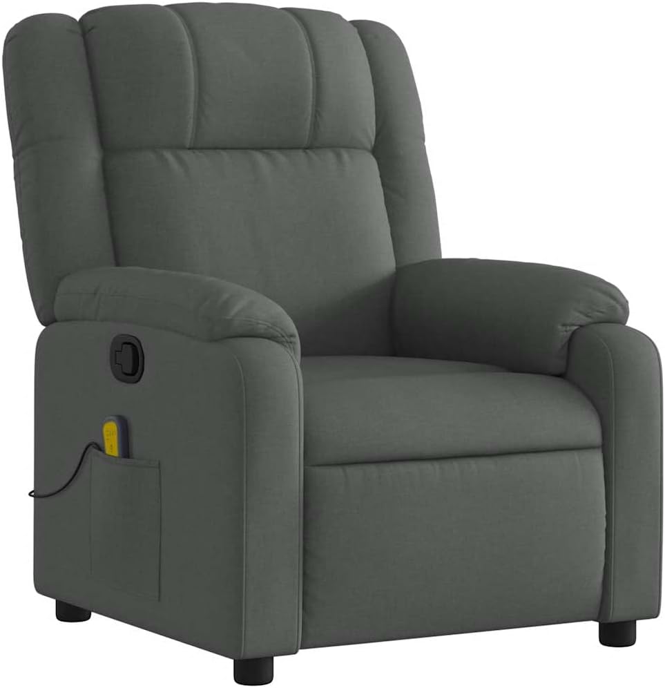 vidaXL Massage Recliner Chair Dark Grey Fabric