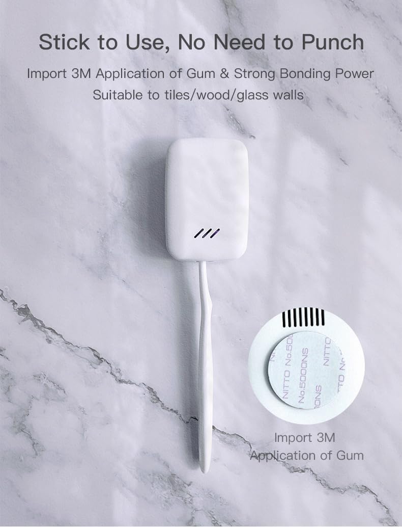 Sterilizzatore Spazzolini da Denti Sterilizzatore Portatile UV Porta Type-C Ricaricabile da Viaggio Spazzolino da Viaggio Kit con Etichetta Forata per Viaggi E Uso Familiare Bagno (Bianco)