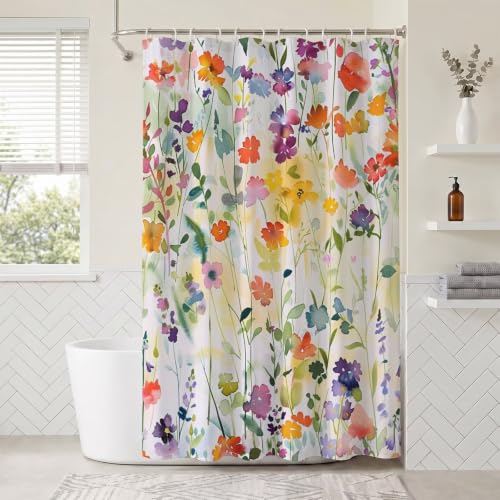 Rideau de douche fleurs sauvages polyester imperméable 150x170cm - 3