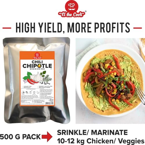 Image of EL The Cook Chili Chipotle Seasoning 500g | Mexican Spice Blend for Restaurants, Cloud Kitchens & QSRs | Ideal for Tacos, Fries, Wraps & Marinades | Veg, Bulk Horeca Pack 500g