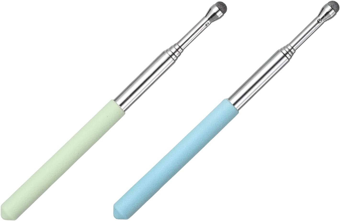 PATIKIL 2 PCS Pointer Finger Stick, Teacher Finger Pointer Stick Stylus-Pen Retractable Touch Screens Whiteboard Presenters Extendable Telescopic for Classroom Teacher, Blue/Green