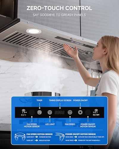 Image of AMZCHEF 30 Inch Range Hood Insert 1000 CFM Built-in Kitchen Vent Hood Stainless Steel Ducted /Ductless Convertible, 3-Speed Touch Control with LED Lights and Baffle Filters for Kitchen Ventilation
