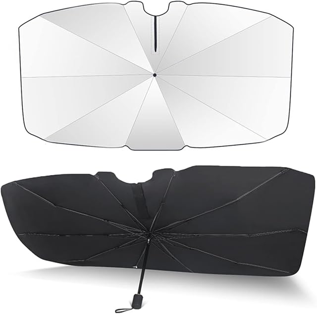 Muross Car Windshield Sun Shade Umbrella 360° Rotation Foldable Front Windscreen Sun Shade Protector 57x31 Inch Universal Windshield Sunshade Umbrella Block Cover for Cars Trucks SUVs
