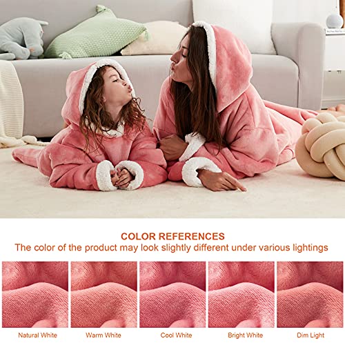 Eheyciga Wearable Blanket Hoodie For Adults, Hoodie Blanket With Pockets And Sleeves Sweatshirt Blanket For Men And Women - Pink Regular Oversize #TOP5