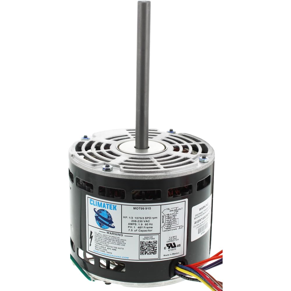 024-27651-000 - ClimaTek Upgraded Furnace Blower Motor 1/3 HP 230V 1075 RPM Replaces Coleman