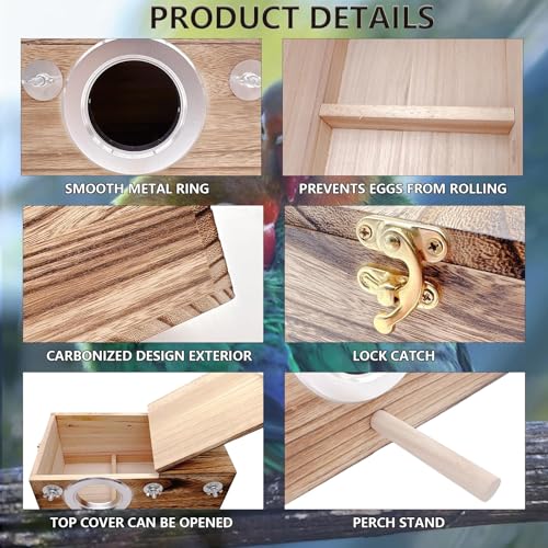 Image of kathson Parakeet Nesting Box,Wooden Cockatiel Breeding Mating Boxes,Parrots Nest House Hut for Cage,Bird Nesting Box for Budgie,Conure,Canary,Finch and Small Medium Birds, L
