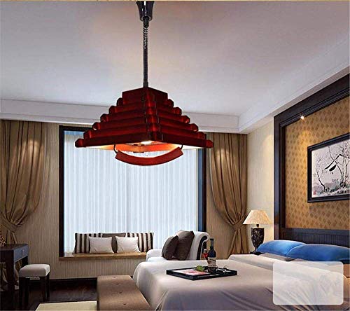 Lámpara colgante de madera estilo japonés E27 minimalista para decoración interior 7