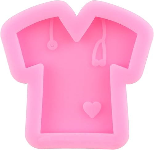 Miniatura 5 de Moldes de resina con temática de médico, camisa de enfermera, estetoscopio de corazón, molde de silicona para llavero de emblema médico, moldes de
