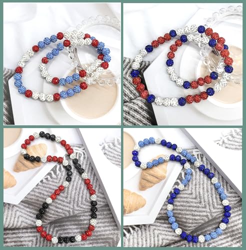 1-4 Pcs Baseball Beaded Necklace for Men - Bling Ice Collection Rhinestone Discoball Inspired Baseball Team Lovers Necklace3