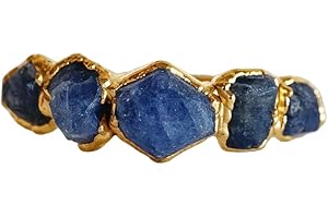Silverekh Delicate Blue Sapphire Raw Stone Ring for Women