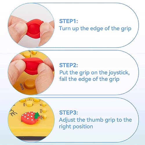 Image of GORGECRAFT 4Pcs Peach Strawberry Thumb Grips Fruit Soft Silicon Joystick Button Caps Analog Joy Stick Cover Compatible with Switch OLED Lite Console for Controller Red Pink