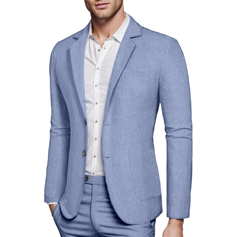 Men's Blazer Sport Coats Casual 2 Button Notched Lapel Lightweight Suit Jackets for Daily Wedding Prom