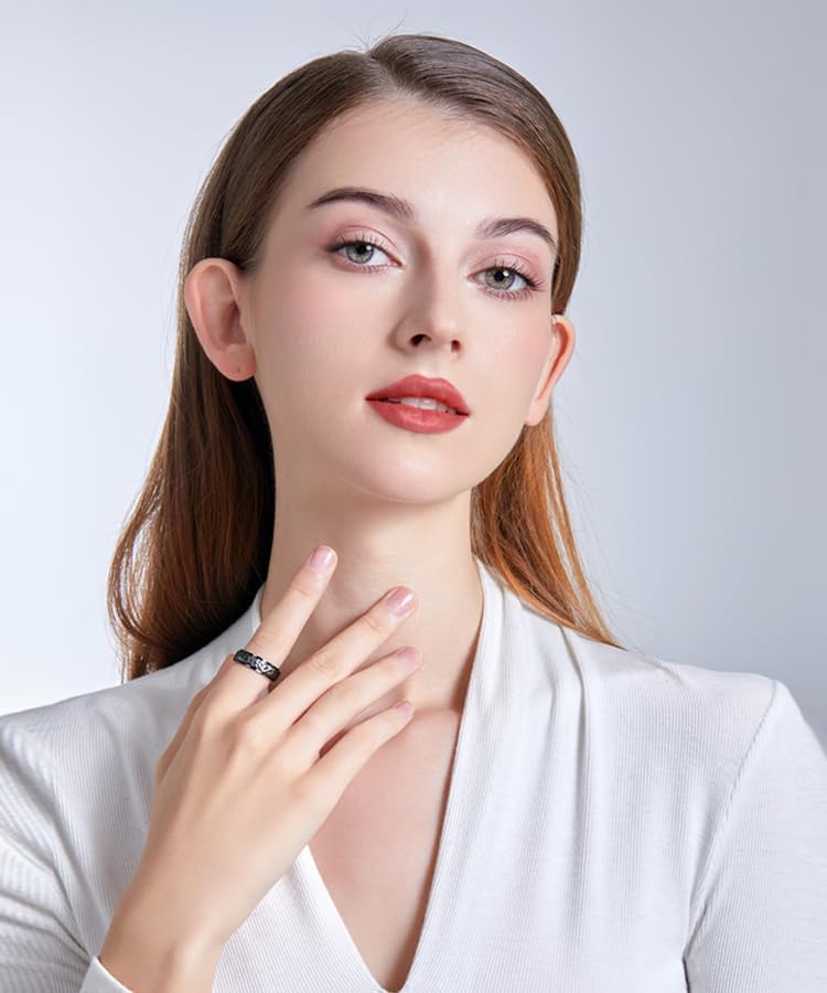 Miniatura 2 de Anillos para ansiedad para mujeres y hombres, acero inoxidable, plateado, dorado, negro, alivio de la ansiedad, anillo giratorio con acabado