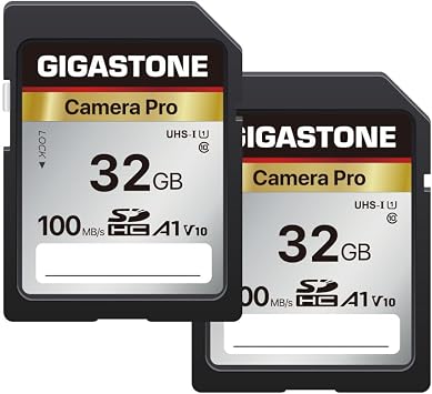 5-Years Data Recovery GIGASTONE 32GB SD Card 2-Pack, Camera Pro, UHS-I A1 V10 SDHC Memory Card Compatible with SPYPOINT TACTACAM Trail Camera, with 2 Mini Cases