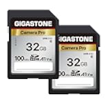 【5-Years Data Recovery】 GIGASTONE 32GB SD Card 2-Pack, Camera Pro, A1 V10 SDHC Memory Card Compatible with SPYPOINT TACTACAM Trail Camera, with 2 Mini Cases