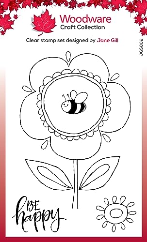 Woodware Jane Gill-Petal Doodles Stamp set-Be Happy, 4 x 6 inches, Clear - Image 2