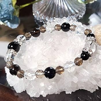 魔除けブレスレット 魔除け☆厄除け/オブシディアン&夜桜瑪瑙&オニキス デザイン
