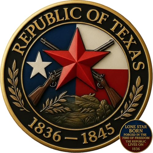 Republic of Texas Legacy Coin, Lone Star Texas Commemorative Challenge Coin, 1836 Republic of Texas Historical Collectible Coin, Gift for Collectors, Veterans, and TX History Lovers (1PC)