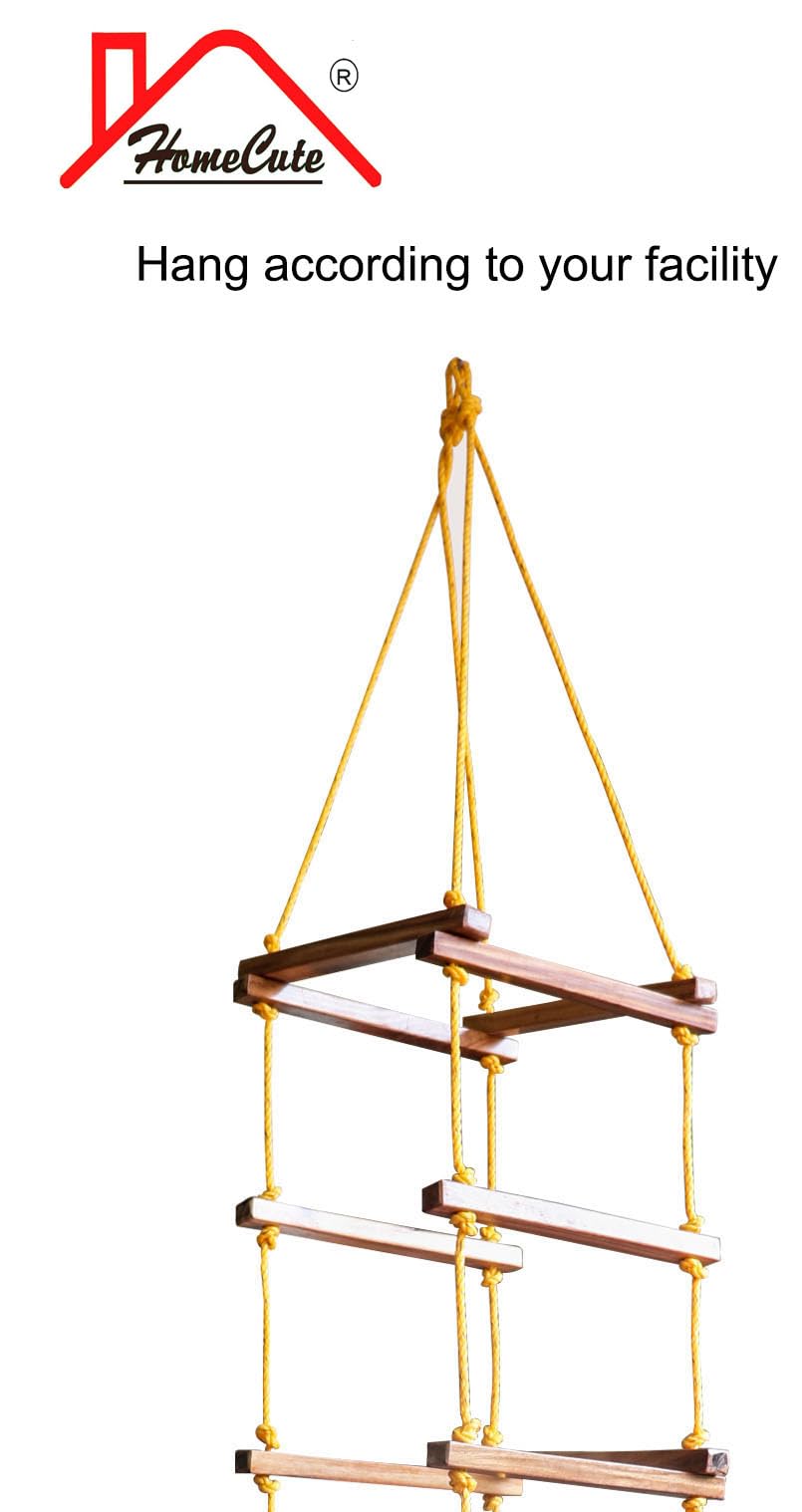 HOMECUTE Rope Ladder for Kids for Physical Activity, Outdoor & Indoor Swing Set Accessories, Wooden Children Climbing Swing Kids Sports Toys for 3 to 10 Years (4 Side Ladder), 38 Cm 3