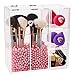 Newslly Clear Acrylic Covered Makeup Brush Holder with Dustproof Lid, 3 Drawers, Pearls Beads for Cosmetics Brushes Storage (Pink)