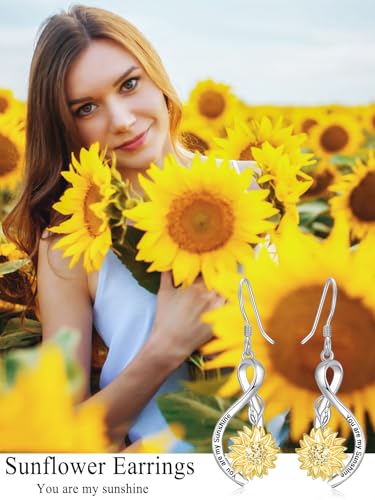 Dreamboat Sunflower Daisy Dangle Drop Earrings 925 Sterling Silver Flower Jewelry Mother's Day Birthday Gifts for Women3