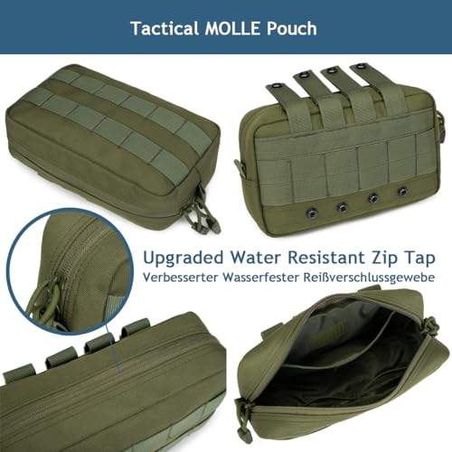 MUCHER Molle Tasche Taktische Hüfttaschen EDC Utility Bauchtasche Hüfttasche mit 3 Haken für Outdoor Wandern Jagdcamping Training (A - Armeegrün)