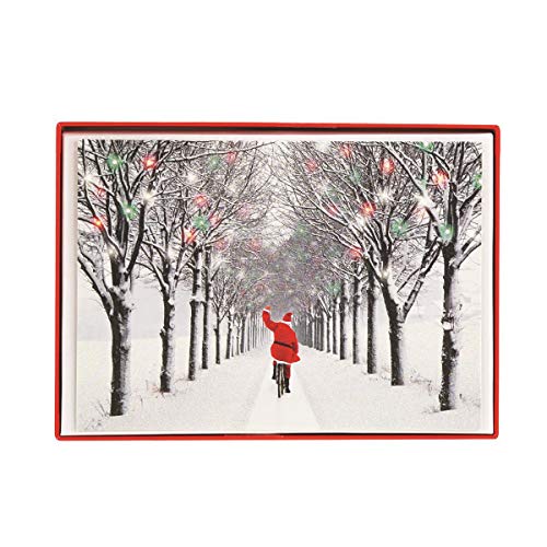 Graphique Cartes noel Pere Noel dans la neige, lot 15 avec enveloppes