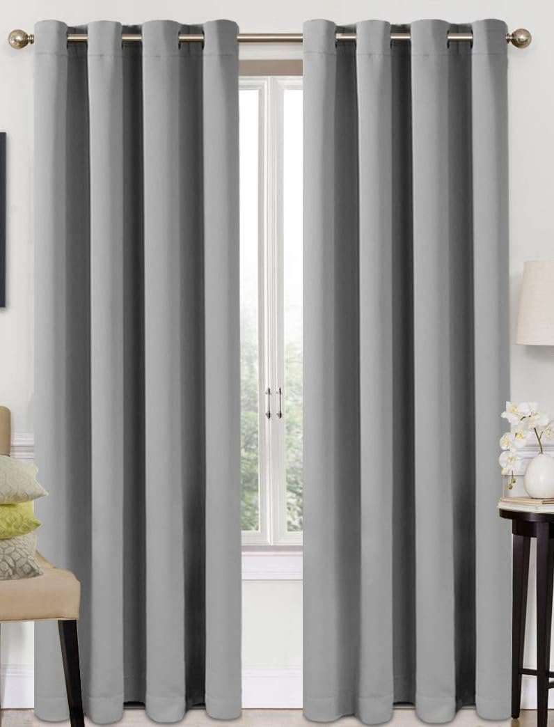 Scarlet Larkspur Silver Grey Blackout Polyester Curtains, 46 x 72 Inch ...