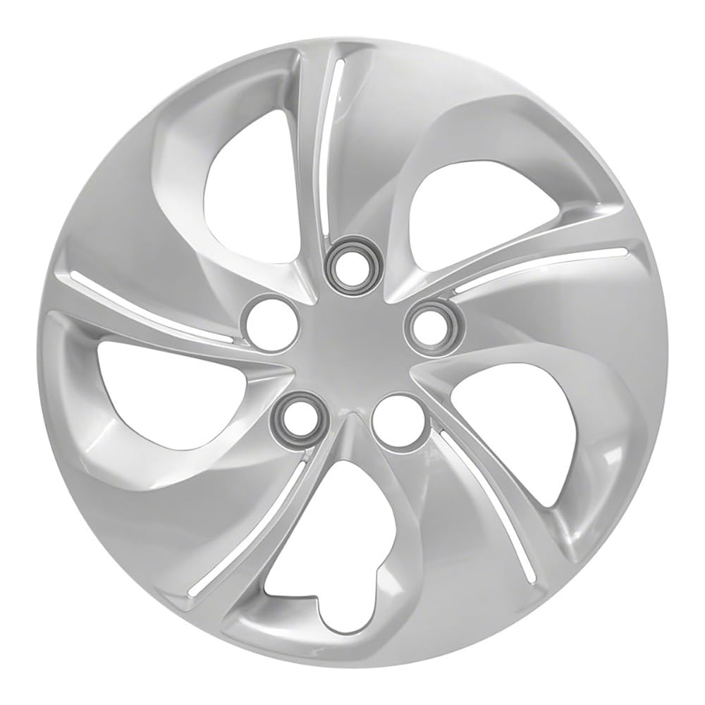 OxGord 15 inch Silver Bolt-On Hubcaps with 5 Directional Spoke Compatible with 2013-2015 Honda Civic Standard Steel Wheel Covers