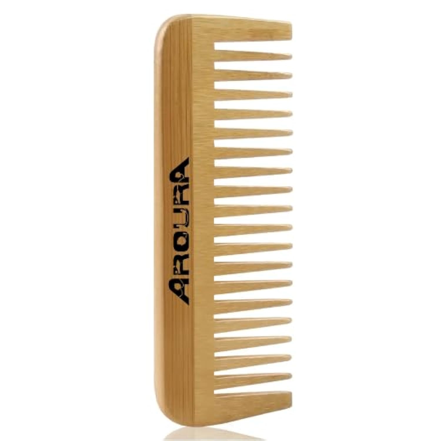 Aroura Bamboo Wide Tooth Comb, Detangling Anti-Static Brush Natural Curly Wavy Dry Hair For Womens and Mens Hand Polished (1PCS)