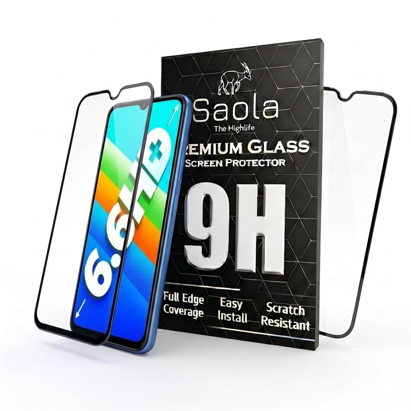 Image of Saola HD+ Oleophobic Tempered Glass Screen Protector For Infinix Smart 6 HD (Pack Of 2) with Free Installation Kit. Full screen Coverage - 6.6 inch