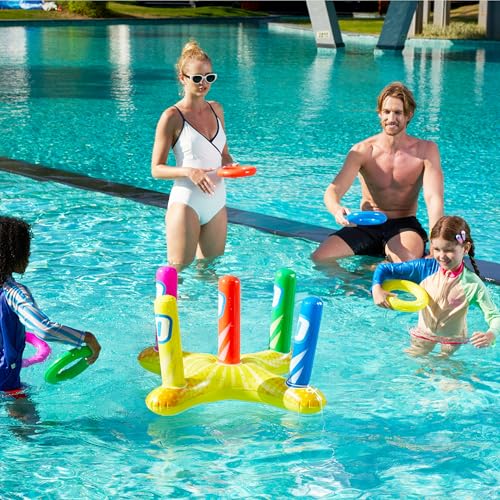 image for Sloosh 2 Sets Inflatable Pool Toss Game Combo Set Includes Ring Toss &