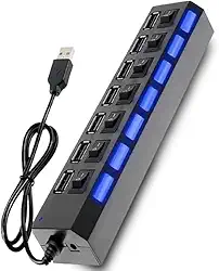 Hub USB 2.0 com 7 Portas – Extensão para PC, Notebook, HD Externo, Pendrive e Periféricos – Conexão Rápida e Prática