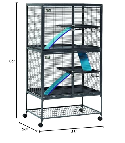MidWest Homes for Pets Critter Nation Double Unit Small Animal Cage, 4 Tiers, Includes Pan, Shelf, Ramp & Cover, for Rats, Ferrets, Chinchillas, Sugar Gliders