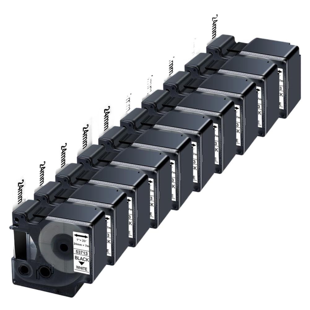 Nastro per etichette D1 53713 24 mm nero su bianco compatibile con l'etichettatrice LabelManager Wireless PnP 450 Duo(10PK Black on White)