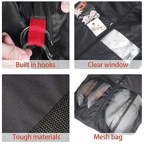 Syeeiex Wedding Dress Bag Long Dress Bag Cover 72 Inch Garment Bag Clothes Cover with 4 Large Pockets and PVC Transparent Window for Wedding and Feast 1 Pack - Image 3