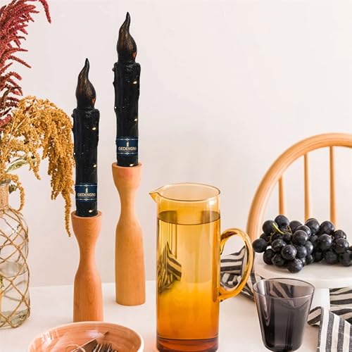 Image of Magical Candlesticks Flameless Taper Candle, 2pcs Black LED Tapered Candles Remote Dipped Candle 6inch Battery Chandelier for Enchanting Weddings and Harry Potter Inspired Vigils(LW2P-BA)