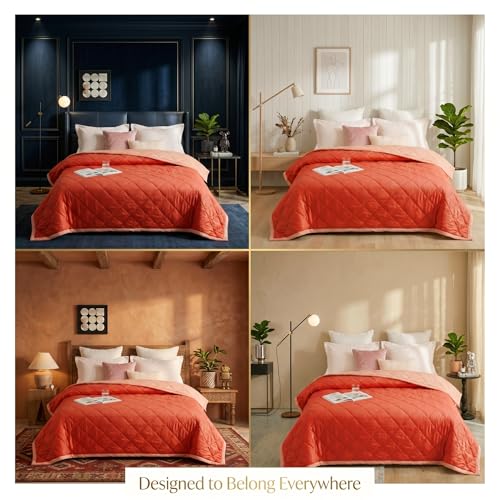 Image of VAS COLLECTIONS Double Bed Microfiber Comforter 80x90 Inch | Reversible AC Comforter | Soft Quilted Lightweight Blanket | 180 GSM All Season Comforter | Vibrante Colour Collection, Rani Pink