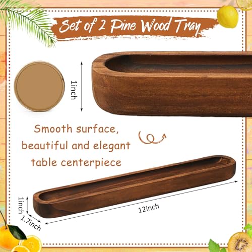 Thyle-2-Set-Small-Dough-Bowls-12-x-17-x-1-Inch-Wood-Tray-Hand-Carved-Narrow-Decorative-Bowl-Canoe-Style-Long-Tray-for-Candle-Making-Rustic-Table-Centerpiece-Home-Display-Accessories Thyle 2 Set Small Dough Bowls 12 x 17 x 1 Inch Wood Tray Hand Carved Narrow Decorative Bowl Canoe Style Long Tray for Candle Making Rustic Table Centerpiece Home Display Accessories