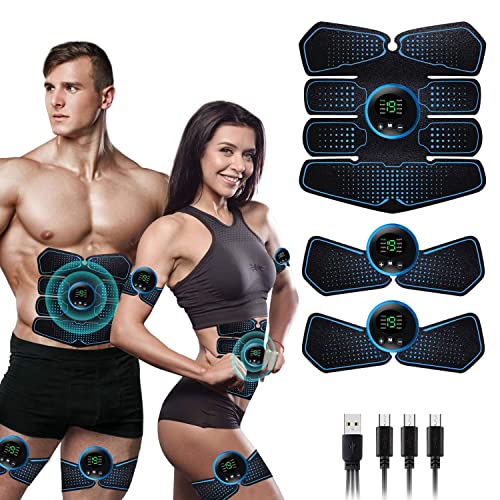 EMS Electroestimulador Muscular, Masajeador Cinturón con USB, Abdominales Electroestimulacion, 6 Modos 18 Niveles Diferentes para, Electroestimulacion Estimulación para Abdomen/Brazo/Piernas/Cintu