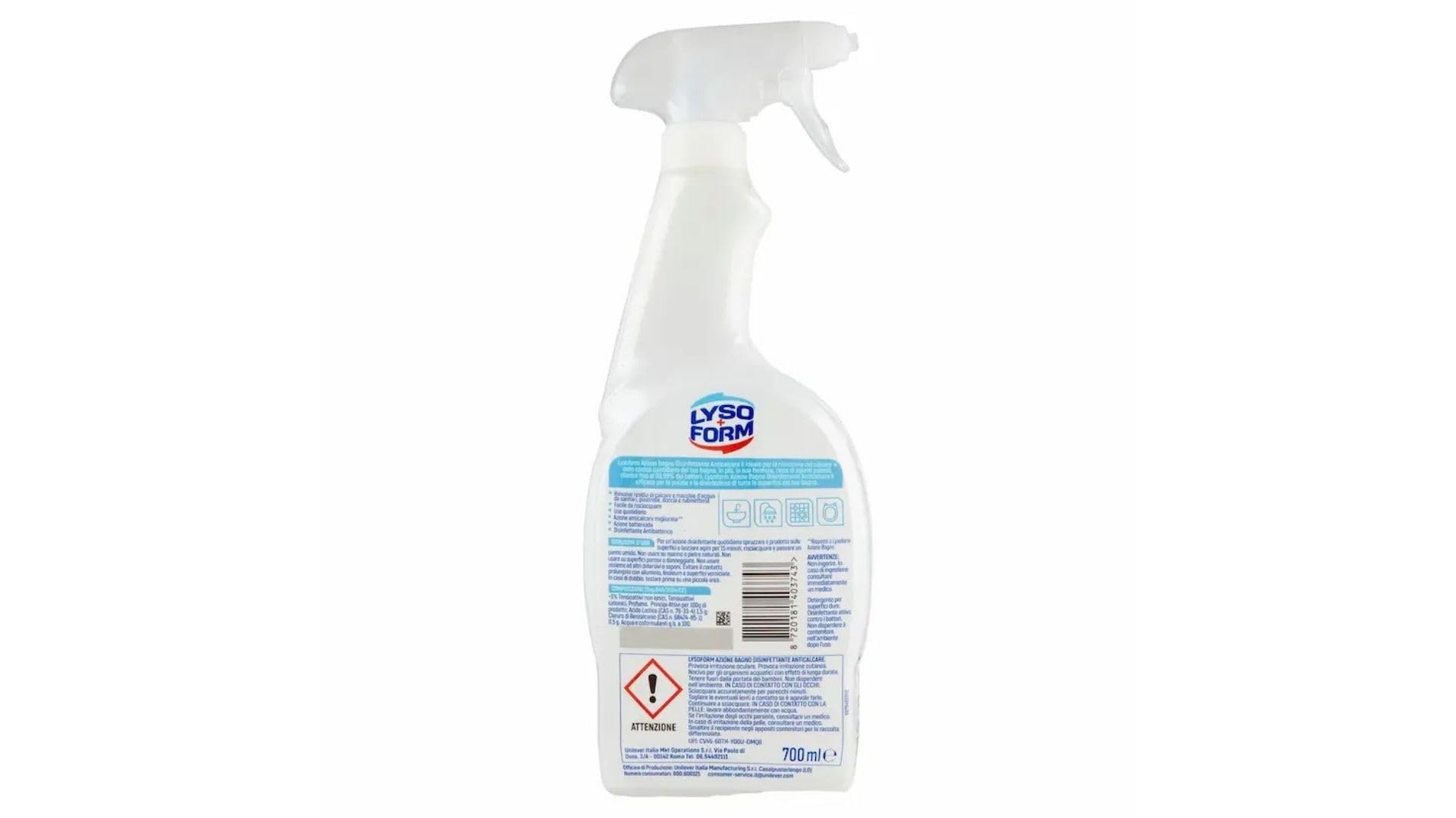 6 x Lysoform Badreiniger Spray 700 ml – Kraftvoller Reiniger für Badoberflächen – Entfernt Kalk, Seifenreste und Schmutz,+Italy Shop Service Kostenloser Schlüsselanhänger