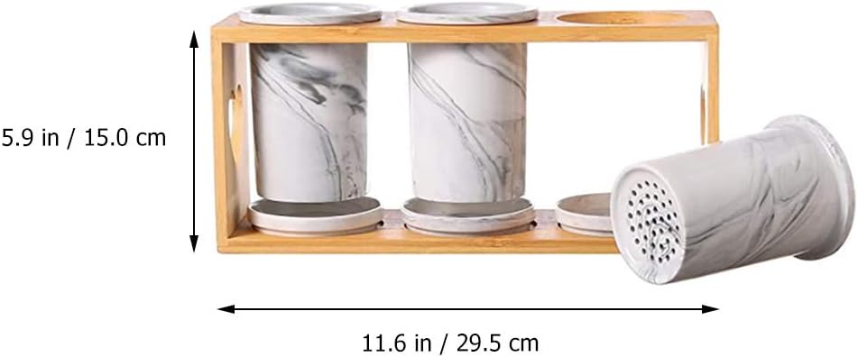 DOITOOL 1pc Marble Grain Ceramic Cutlery Storage Canister Bracket Kitchen Utensil Organizer for Chopsticks Spoons and Forks Elegant Tableware Storage Rack