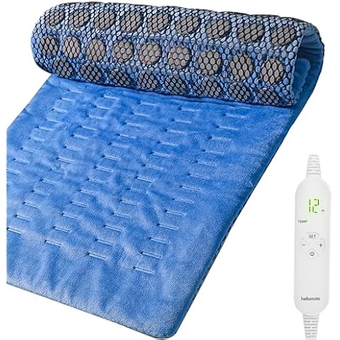 HELLOMOTO Jade Stone Heating Pad for Back Pain Relief, Weighted Heating Pad with Auto-Off, 12 Heat Settings, 12” x 24” - YS1 Cover