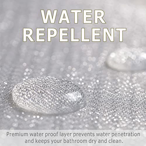 Popkozzi Shower Curtain Silver Textile: Glitter Sparkle Bling Light Grey Fabric Washable Water Repellent Bath - Image 4