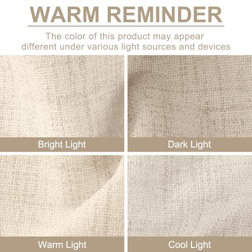 Image of 100% Blackout Shield Linen Blackout Curtains for Bedroom 90 Inches Long, Back Tab /Rod Pocket Living Room Drapes, Thermal Insulated Blackout Curtains 2 Panels Set, 50 inch W x 90 inch L, NaturalFlax